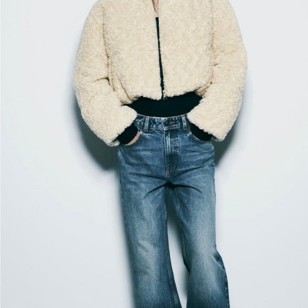 Zara NWT Women's Cream Teddy Coat Sherpa Jacket Bomber XS sold out - Picture 9 of 9